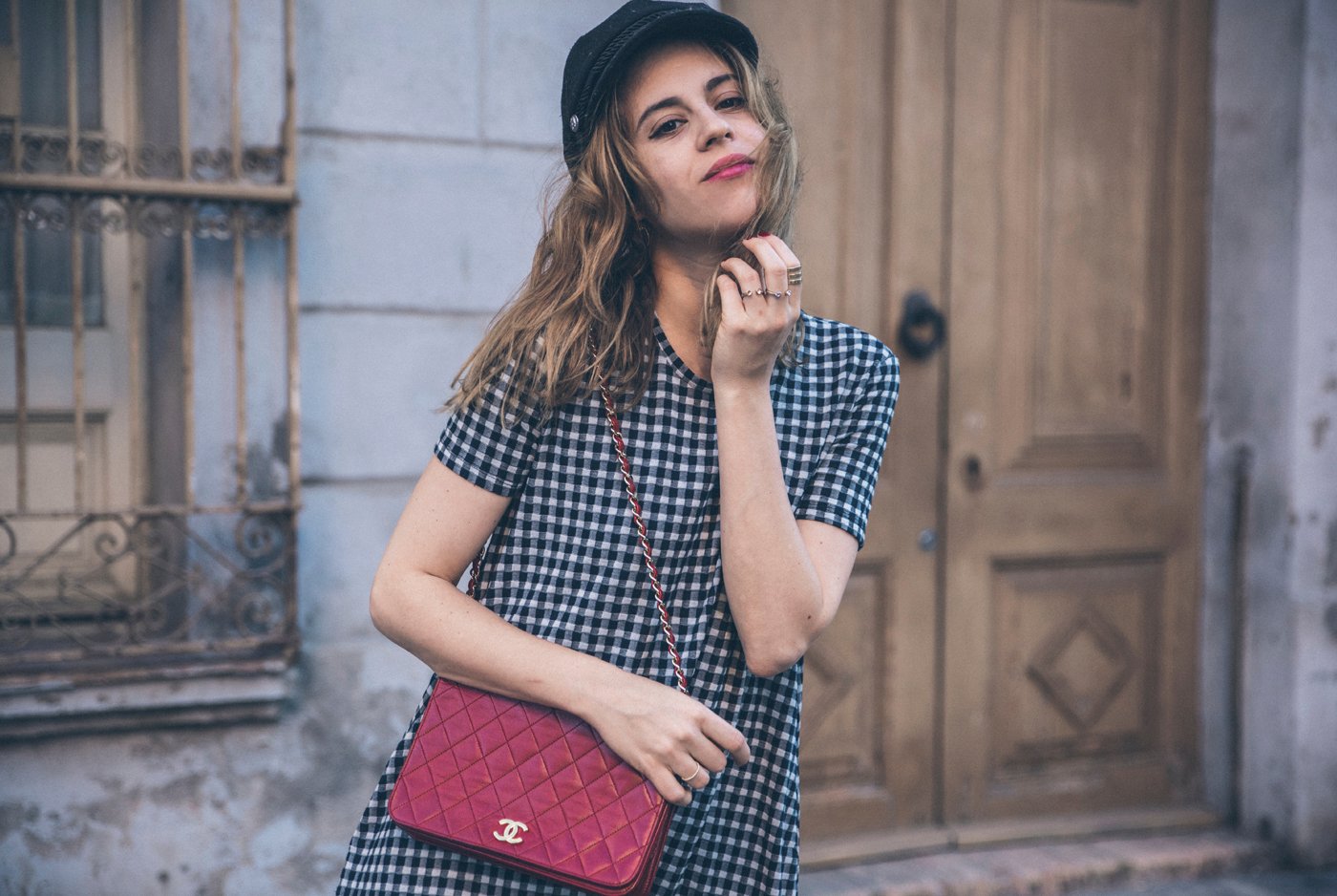 cuadros_vichy-vestido_Zara-Gucci_Slipper_Princetown-chanel-bag-street_style-1
